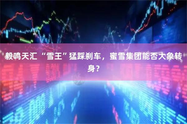 毅鸣天汇 “雪王”猛踩刹车，蜜雪集团能否大象转身？